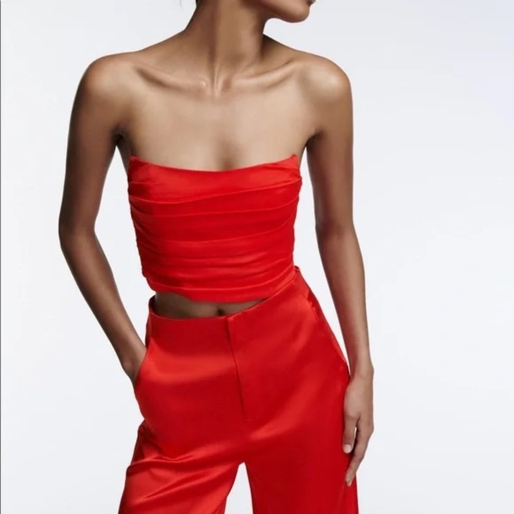 Zara sarin crop bustier top